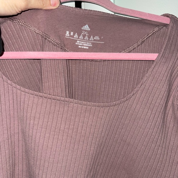 Adidas 2x ribbed crop top long sleeve shirt dusty rose - Picture 2 of 4